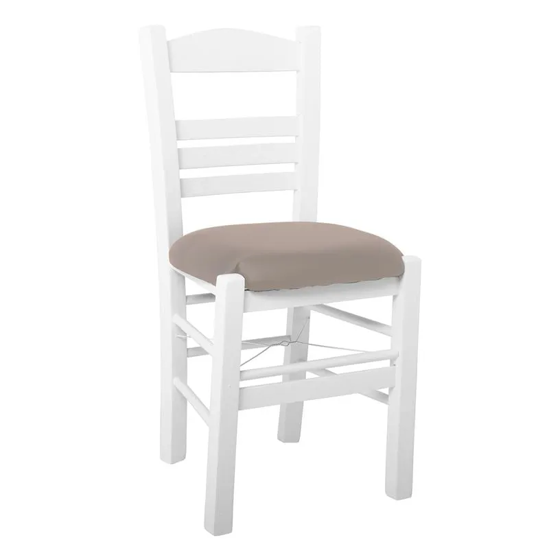 SIFNOS Beech Chair Impregnation Lacquer White/Pu Cappuccino
