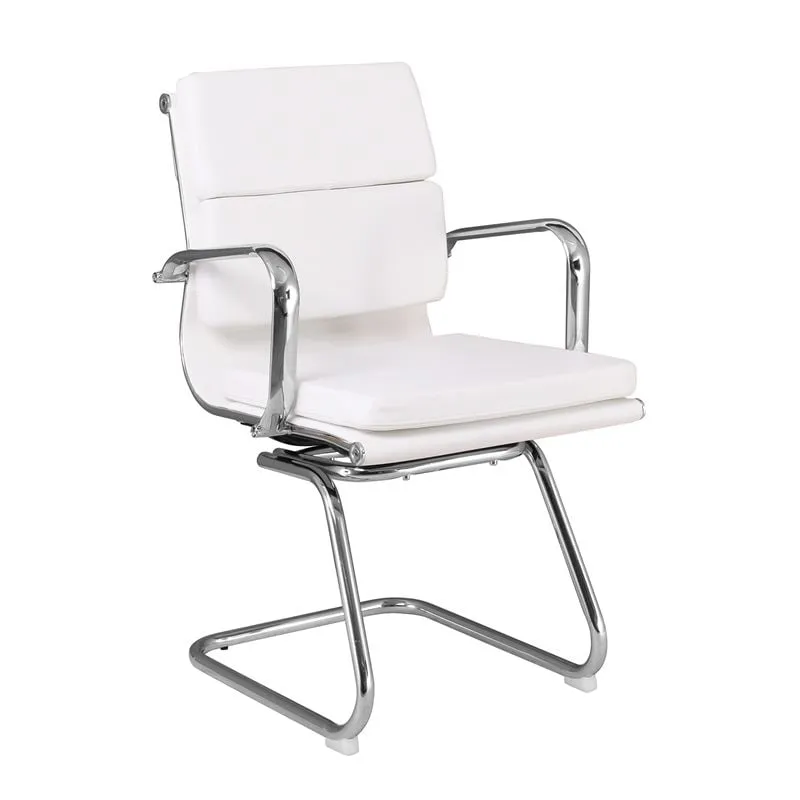 BF4800V Office Visitor Armchair Chromed Base, White Pu