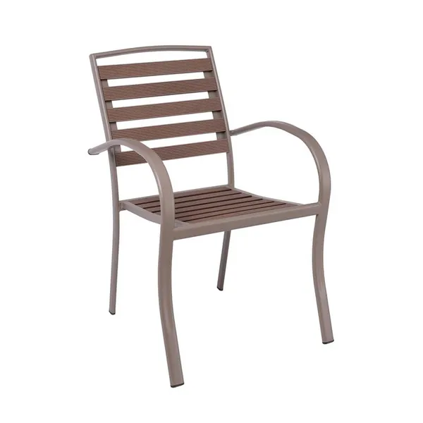 SERRANO Armchair Metal Sand Beige/Polywood Walnut