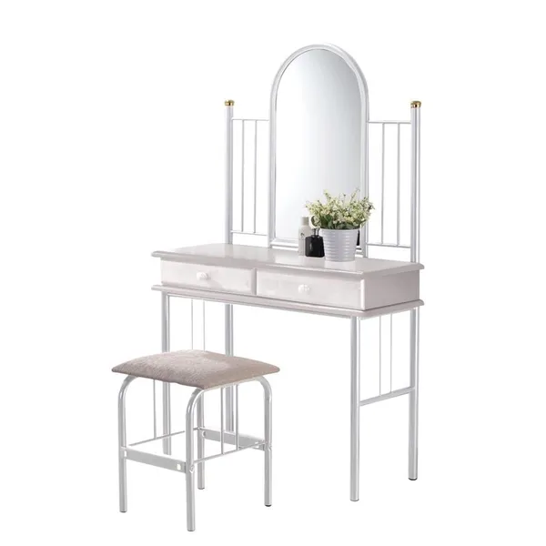 FLORA Dressing Table Set Metal White Paint/Wood White