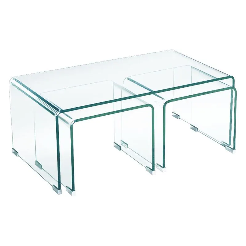 GLASSER Clear Coffee Table(+2 Side) 90x50x38cm