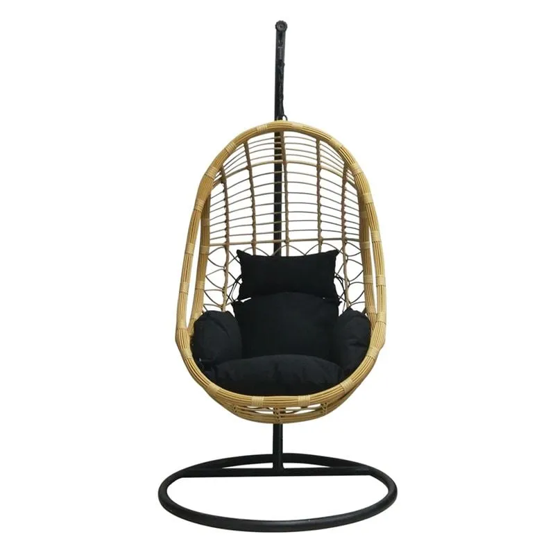 SALSA Hanging Lounge Steel Black/Wicker Natural/Cushion Black