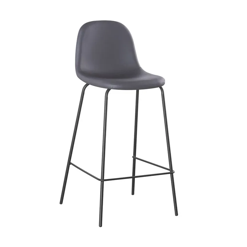 CELINA Bar Stool Black Metal, Grey Pvc