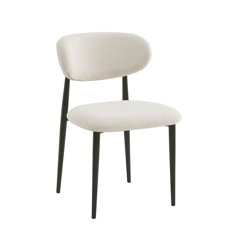 POINT Chair Black Metal, Teddy White Fabric