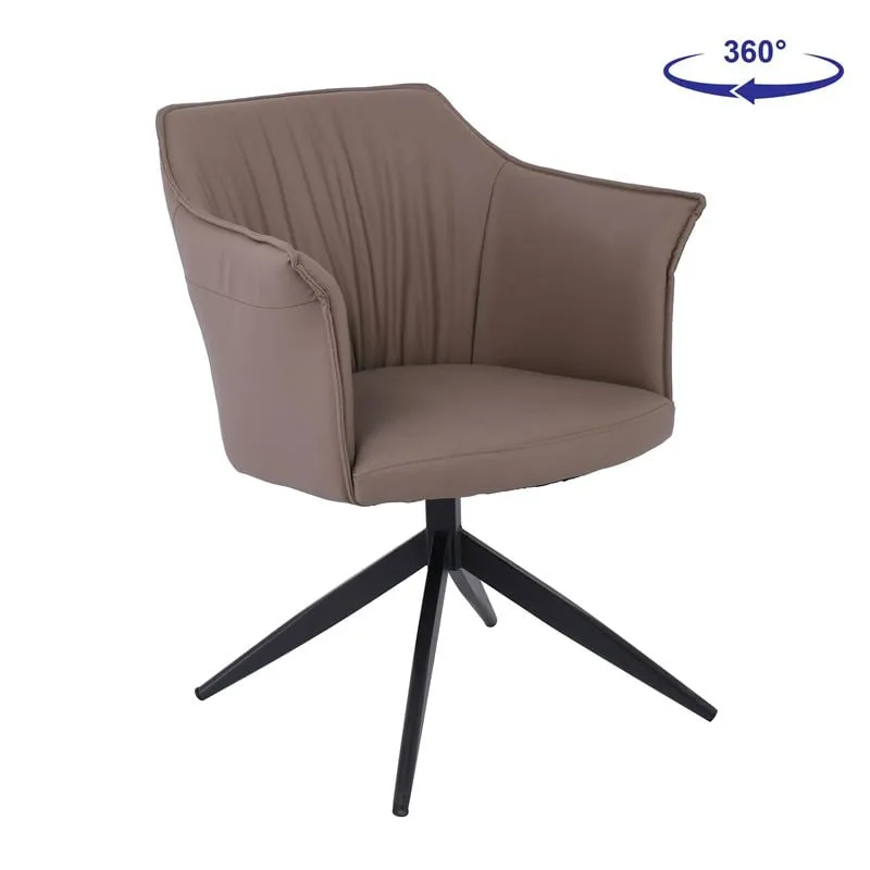 EVELYN Revolving Armchair Metal Black/Pu Cappuccino