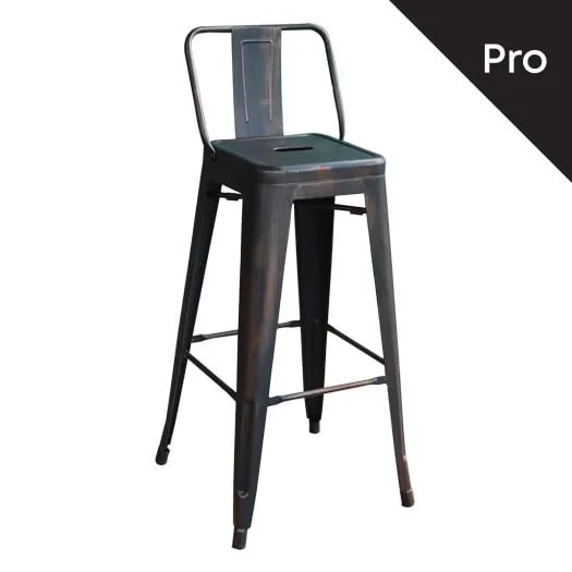 RELIX Bar Stool-Pro w/Back Metal Antique Black