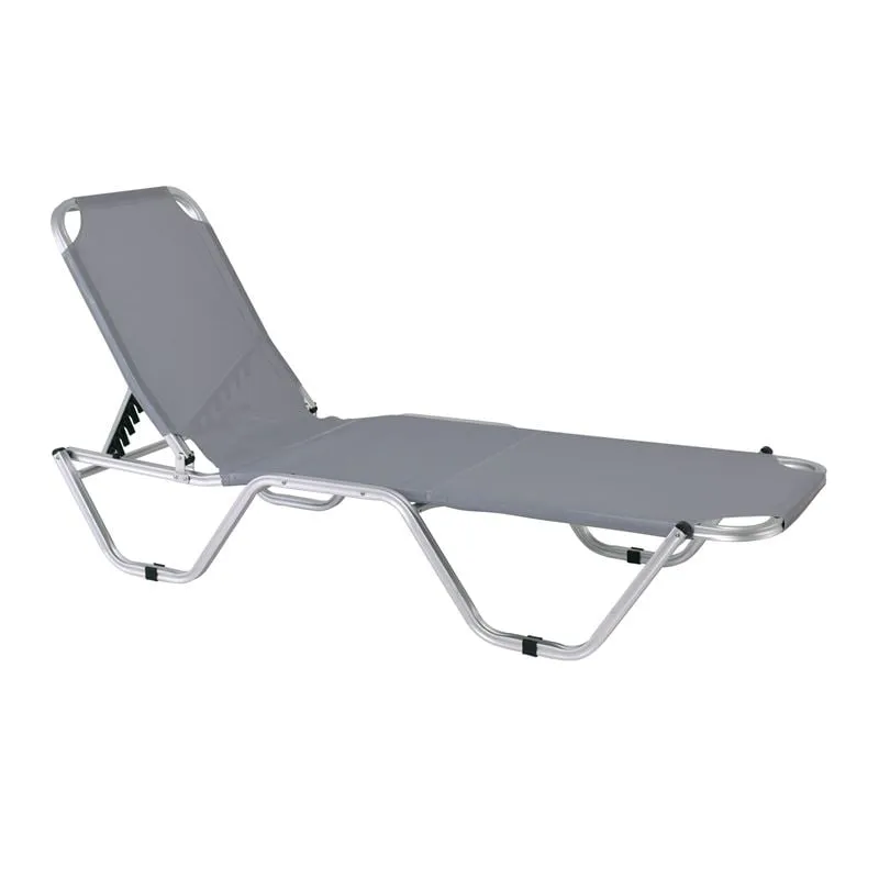 CRETA Alu Lounger, Grey Textilene