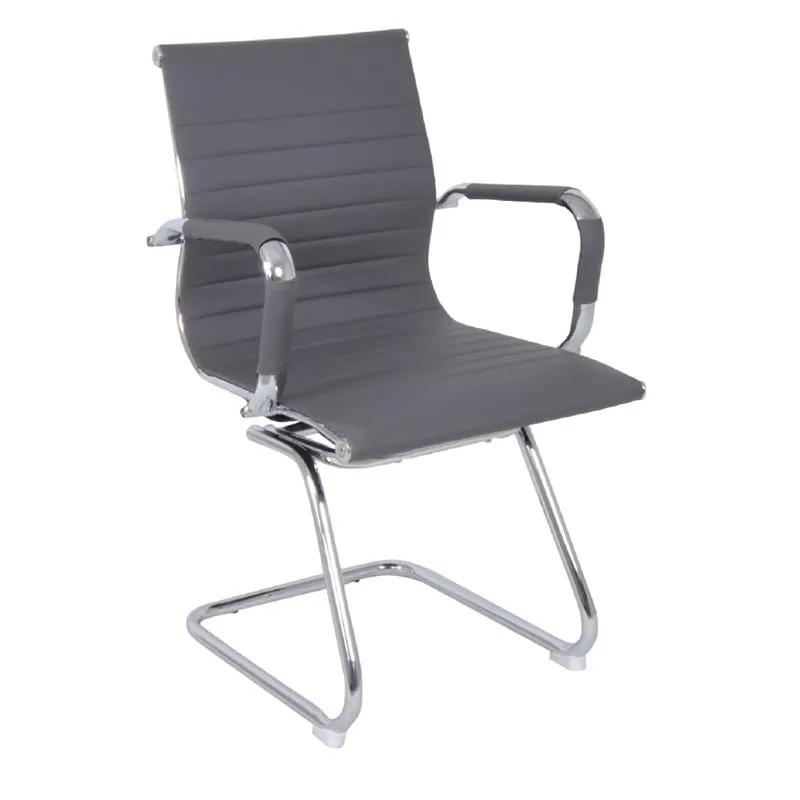 BF3300V Office Visitor Armchair Chromed Base, Dark Grey Pu
