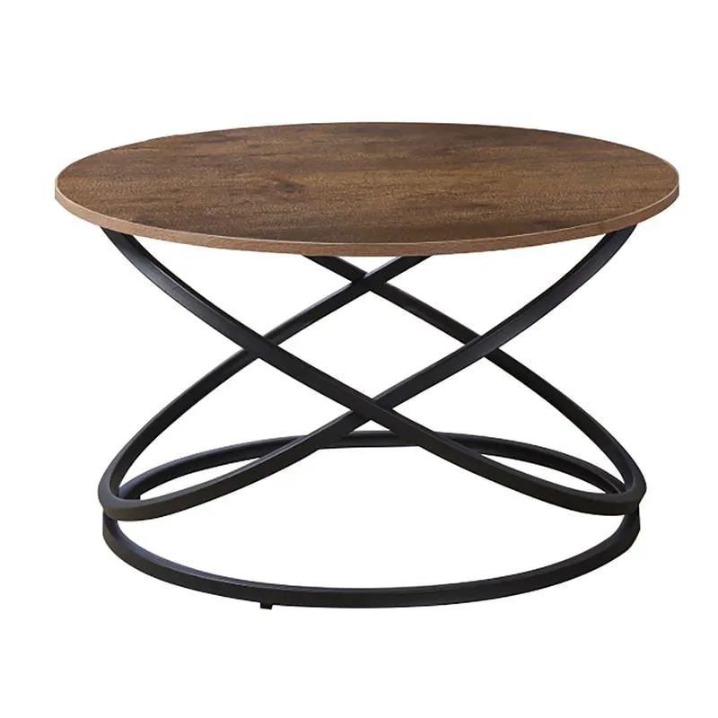 TORRE Coffee Table d.79x46cm Metal Black/Walnut