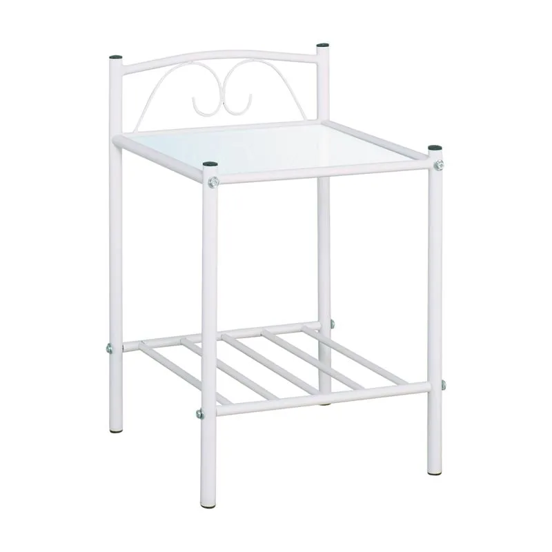 RADO Side Table White Metal/Glass 5mm