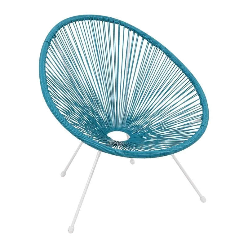 ACAPULCO Armchair White Metal, Blue Plastic Rattan