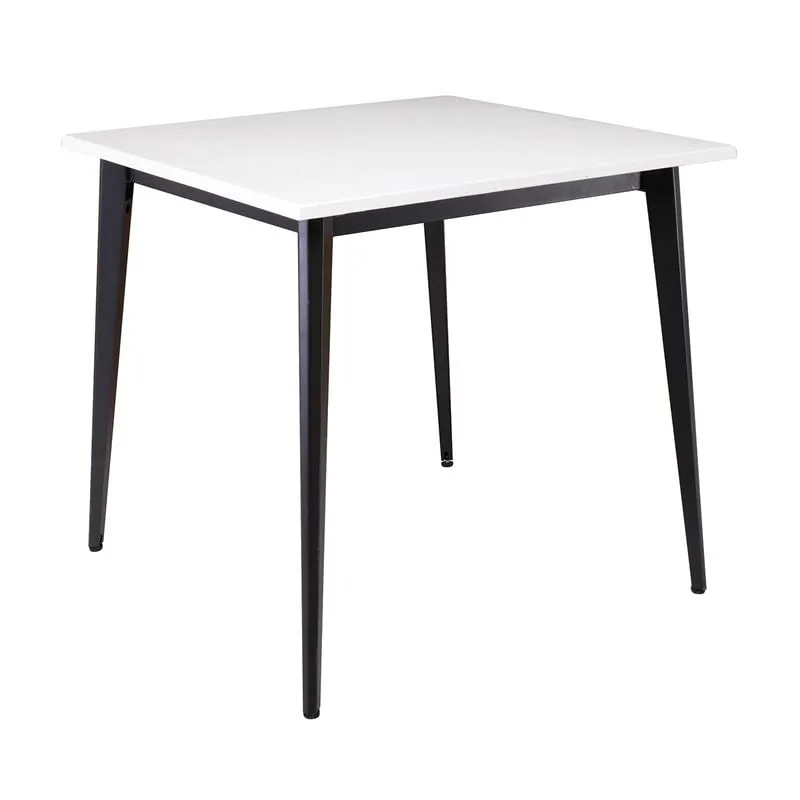 VIDAL Table 80x80cm Metal Black, Plywood Impregnation Lacquer White