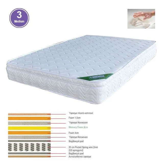 MATTRESS Memory foam 160x200/28cm