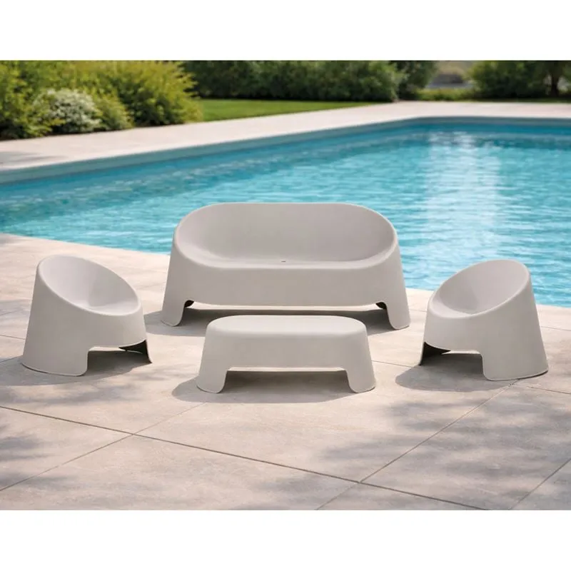 COLT Set (Table 100x56+Sofa 2-Seater+2 Chairs) PP-UV Grey, Stackable