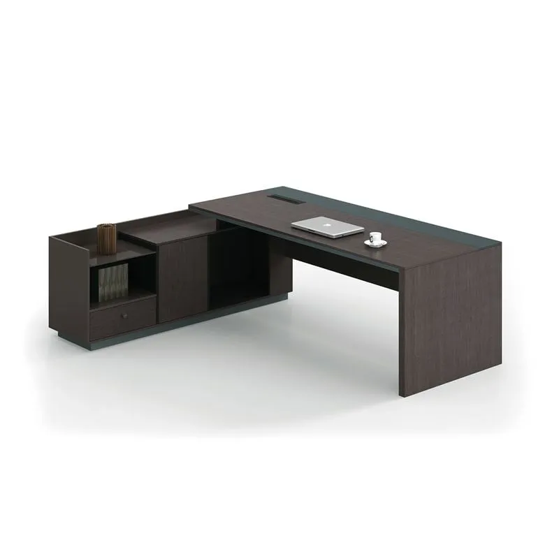 ADVANCE Desk Left 220x170cm Dark Walnut/Sky Grey