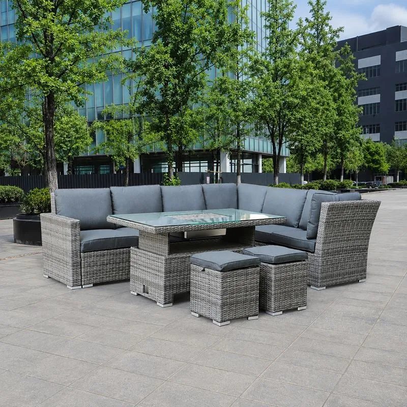 BOOZER Set Alu (5pcs) Wicker Grey/Cushions Anthracite