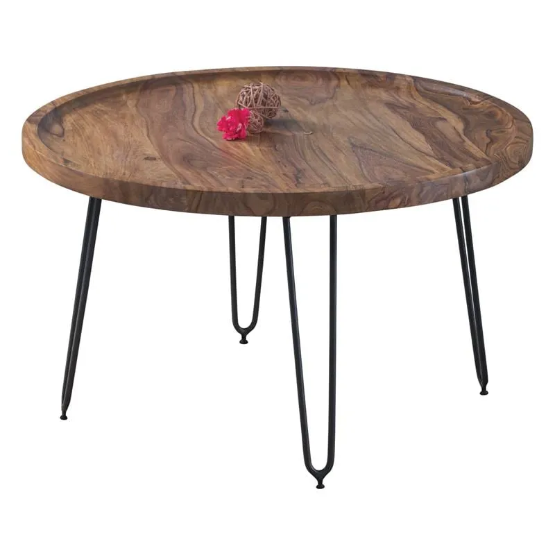 MATRI Coffee Table d.76x45 Acacia Natural Finish (Black Paint)