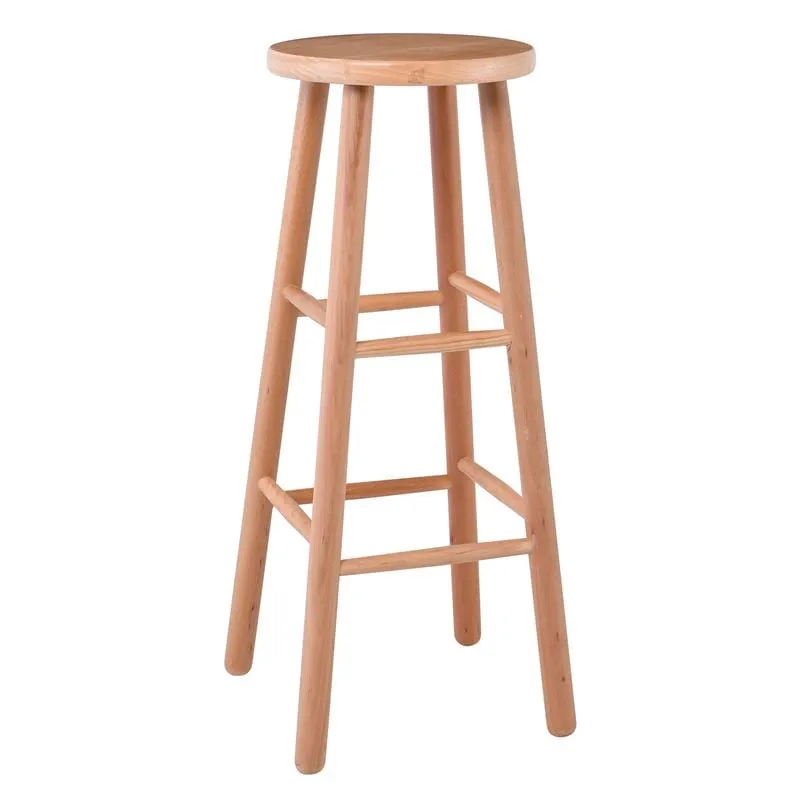 Beech Bar Stool H.77cm Round Polish Natural