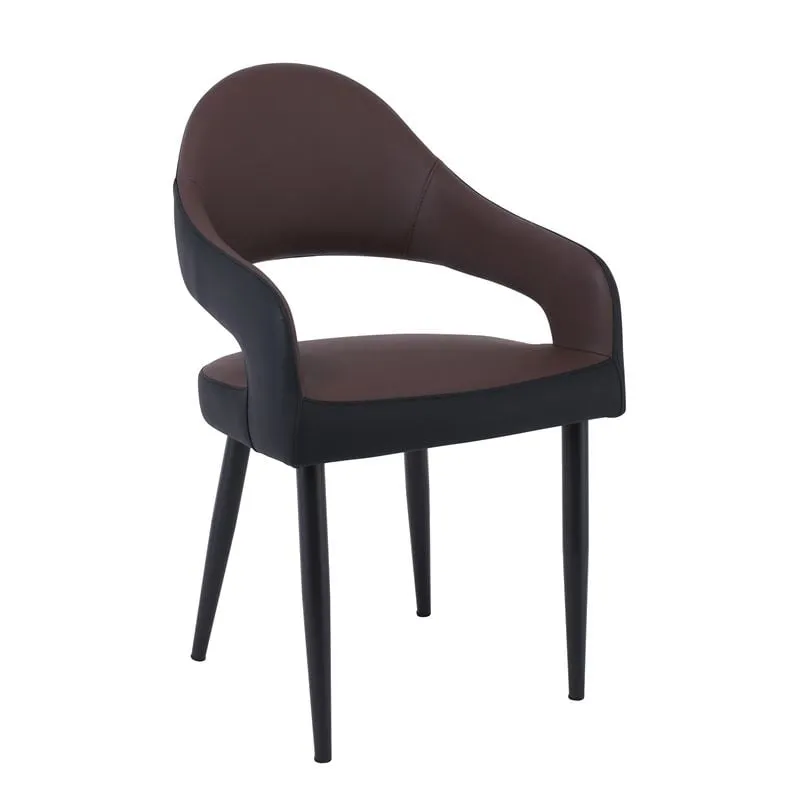MODUS Armchair Metal Black Paint, Pu Dark Brown/Black