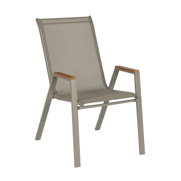 VIRNA Armchair Metal Beige/Textilene Beige/Polywood Natural