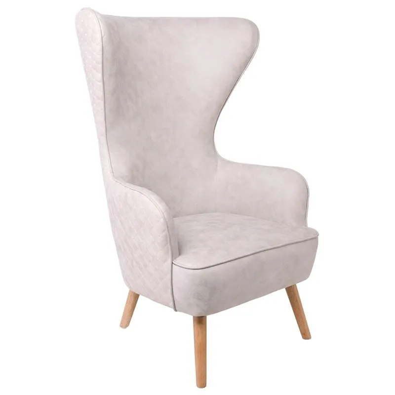 DOVELA Armchair Quilted Fabric Ecru