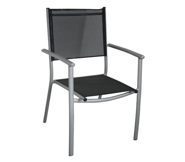 PLAZA Armchair Alu Silver/Textilene Black