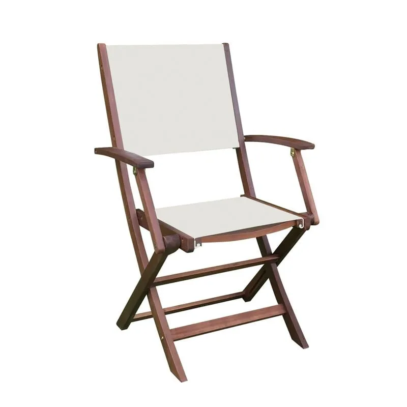 CRICKET Folding Armchair Acacia/Textilene White