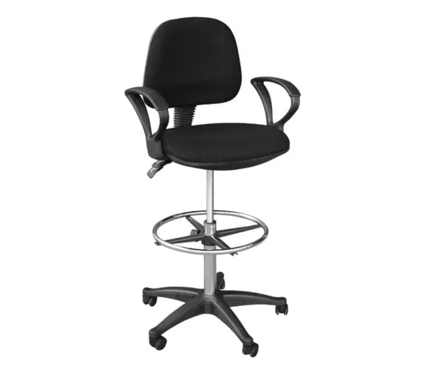 BF501 Reception-Cashier Bar Stool, Black (w/arms)