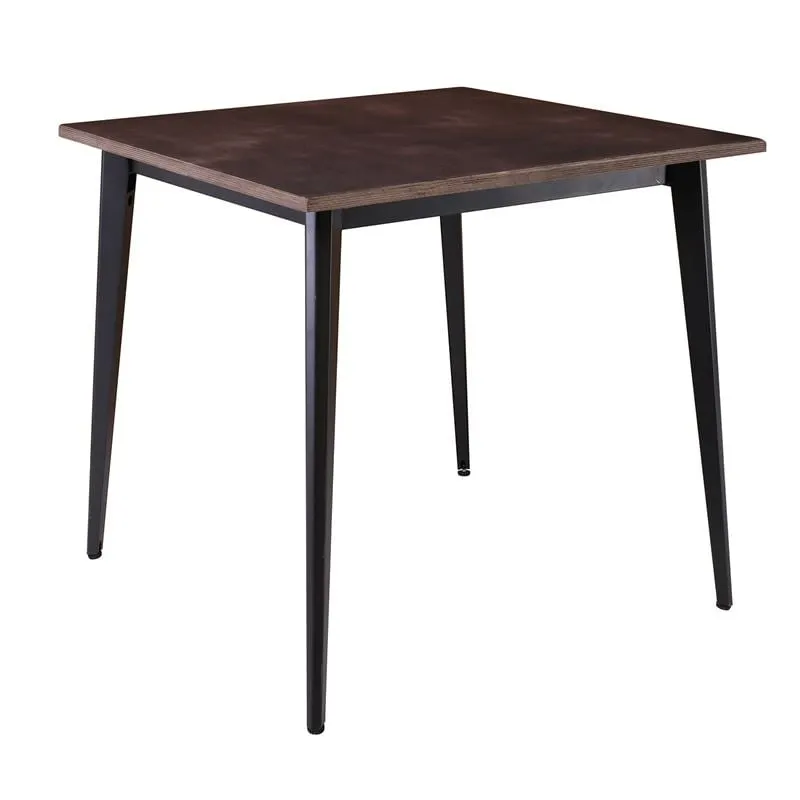 VIDAL Table 80x80cm Metal Black, Plywood Impregnation Walnut