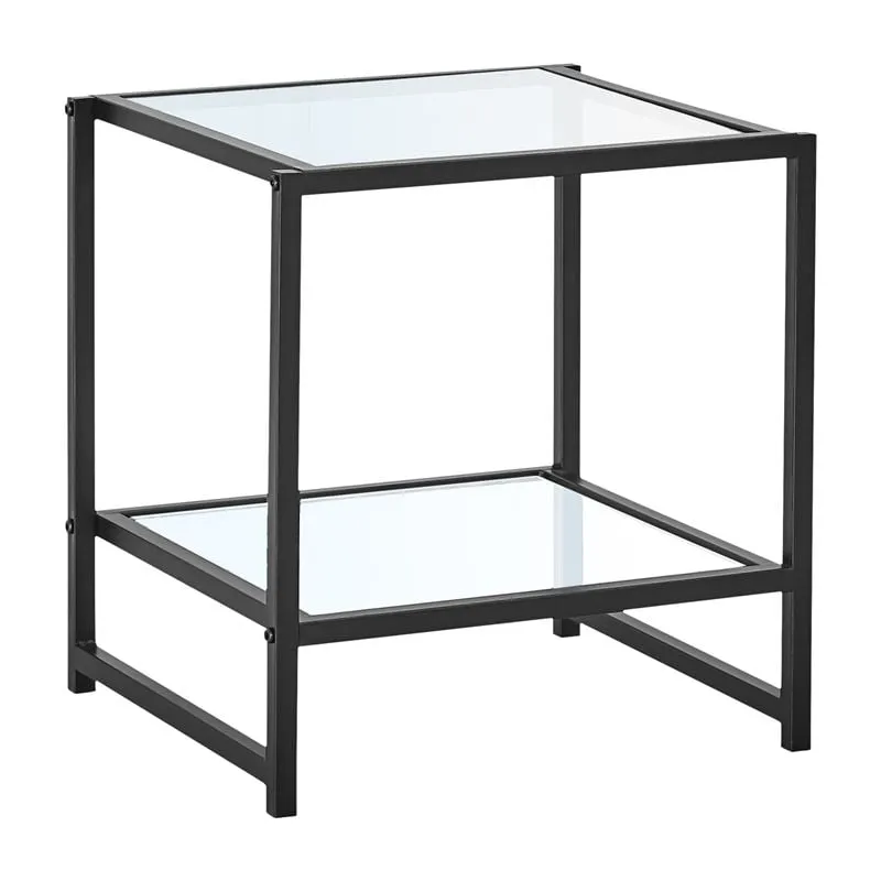 ATOS Side Table Black Metal/Glass 5mm