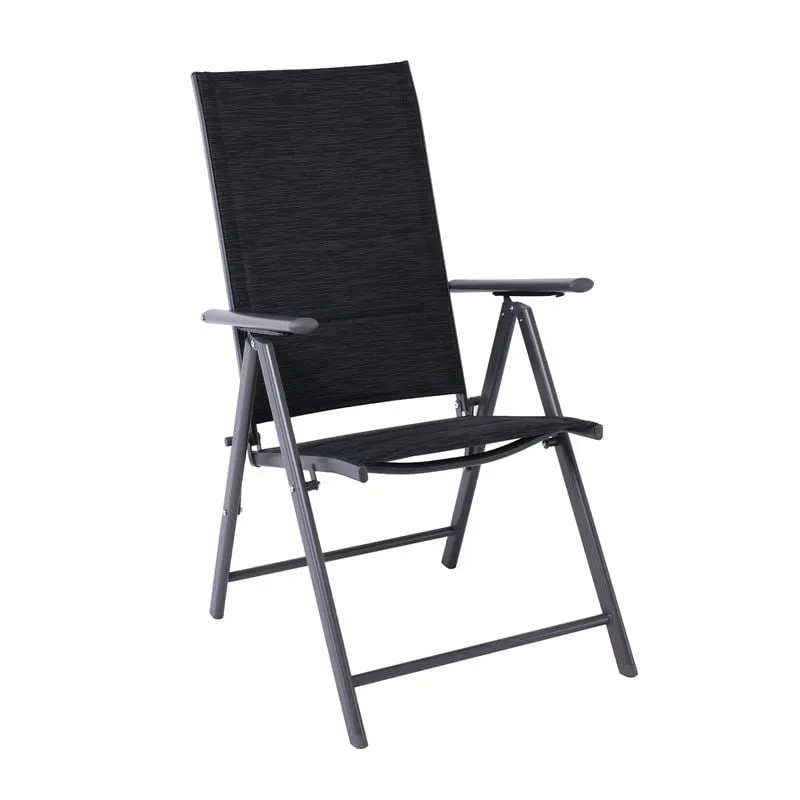YARD Folding Armchair Metal Dark Grey, Padded Textilene Anthracite