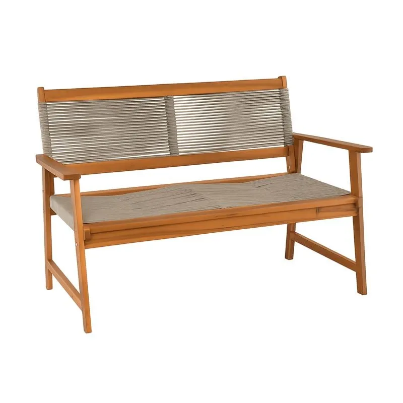 SPRING Living 2-Seat Bench Acacia Natural, Rope Wicker Beige