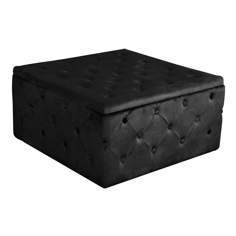 TIBOR Storage Stool Velure Black Fabric
