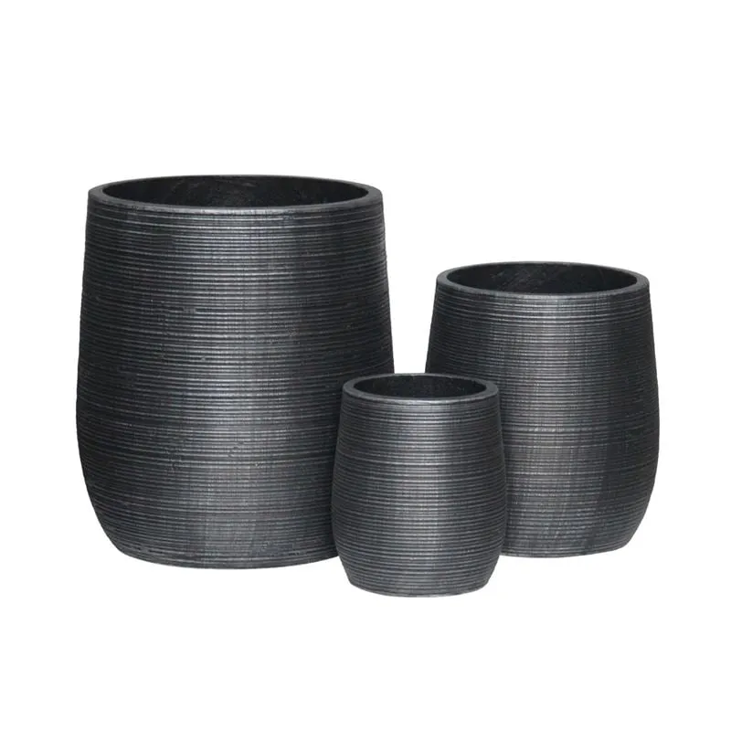 FLOWER POT-16 Set 3 τεμαχίων, Fiber Cement Απόχρωση Anthracite
