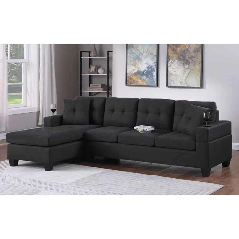 JORDAN Reversible Corner Sofa Fabric Black