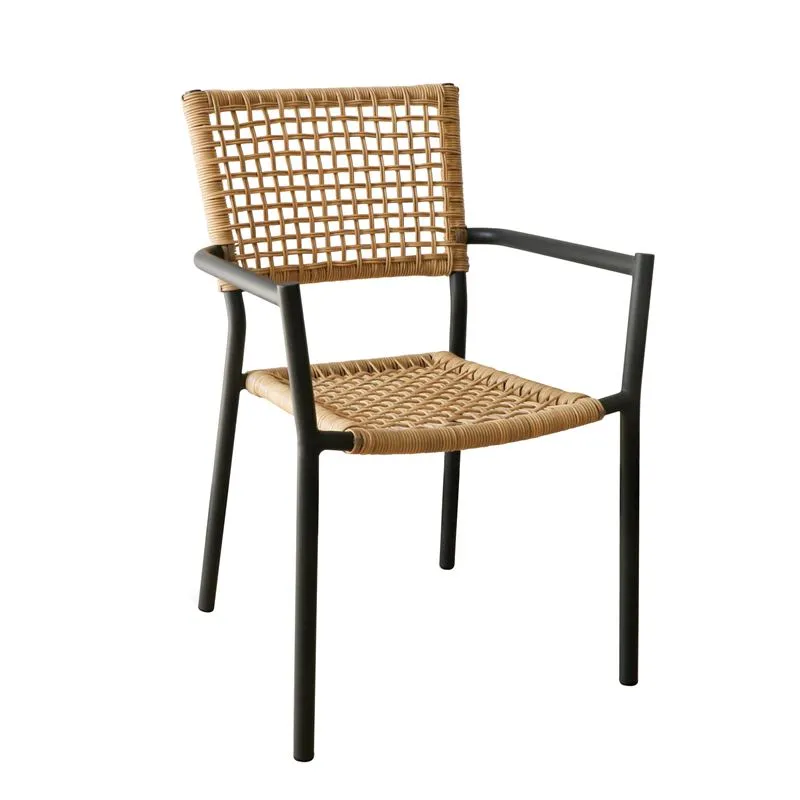 MIRANDA Armchair Alu Anthracite, Wicker Natural
