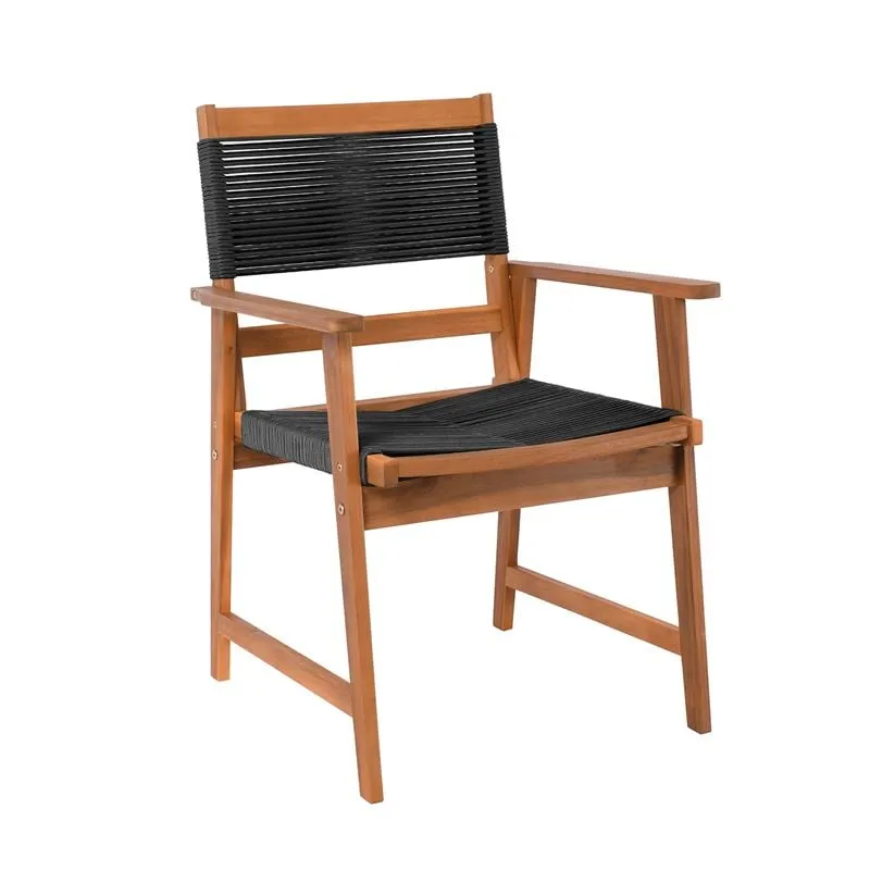 SPRING Dining Armchair, Acacia Natural, Rope Wicker Black