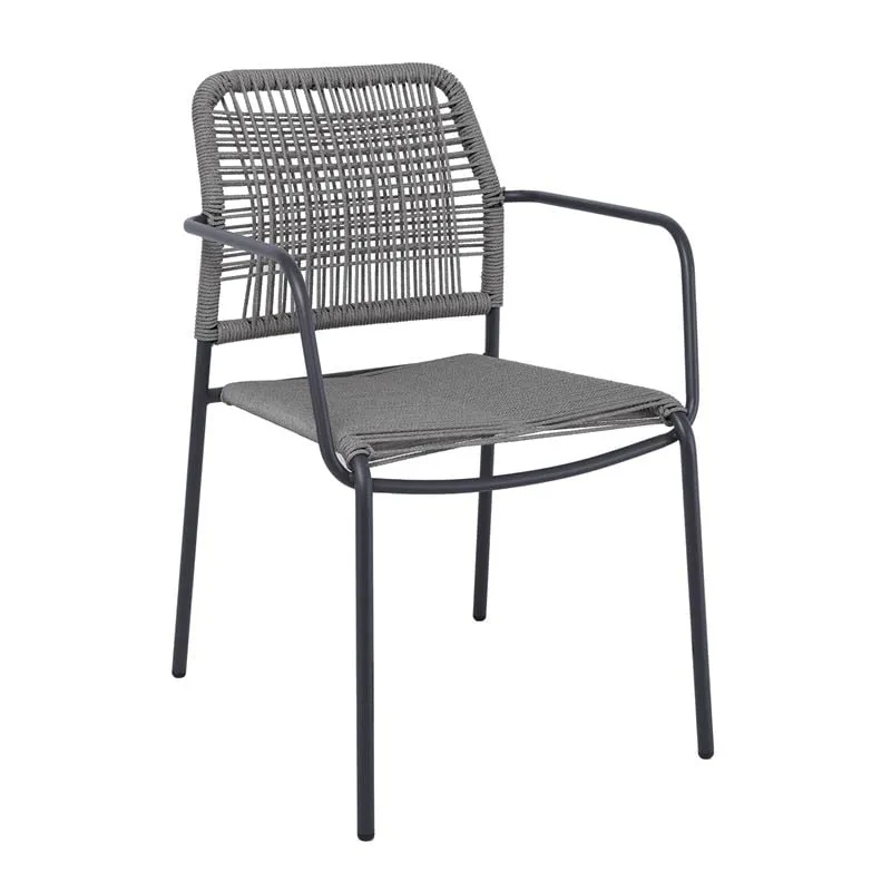LUIGI Armchair Metal Anthracite/Rope Wicker Grey