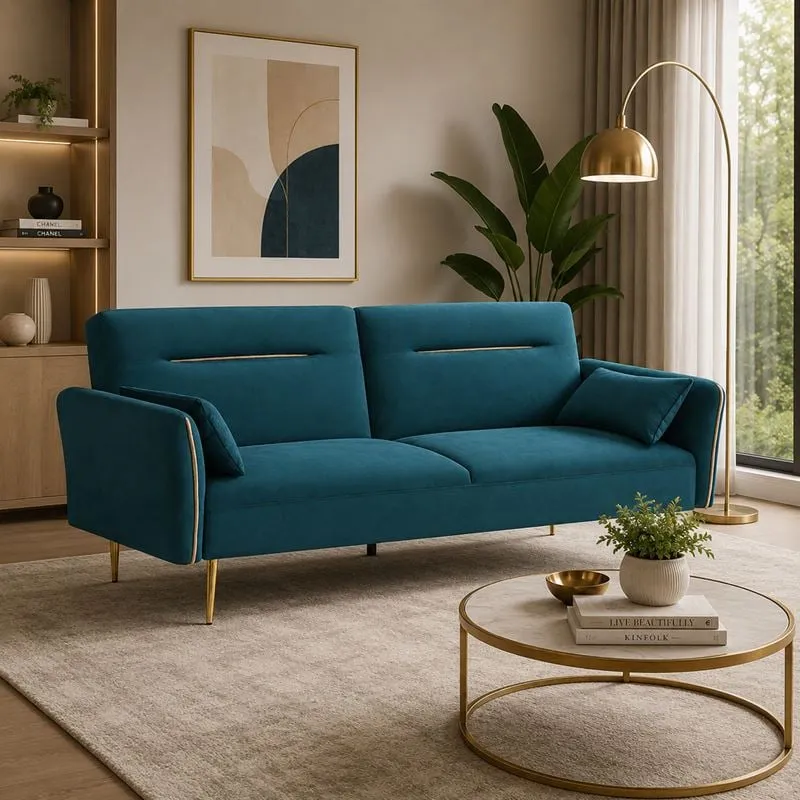 FLICK Sofa-Bed 3-Seater / Velure Petrol Fabric