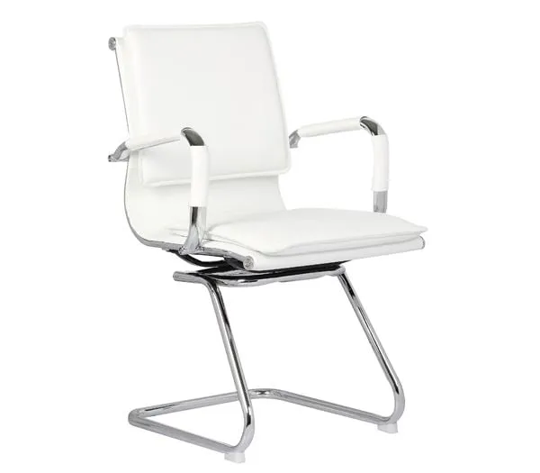 BF3600V Offce Visitor Armchair Chromed Base, White Pu