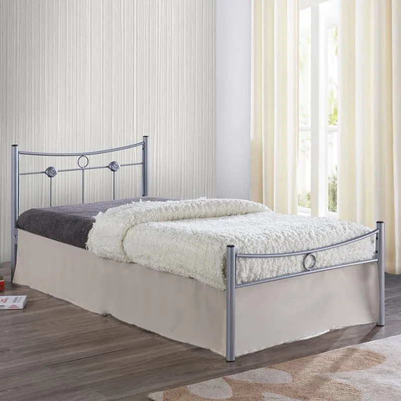 DUGAN Bed (for Mattress 90x200cm) Metal Silver