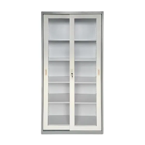 CABINET Metal-Glass (Sliding Doors) 85x40x180 Grey