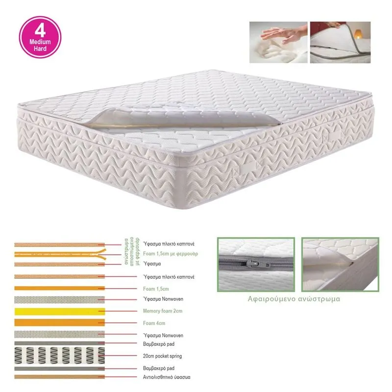 MATTRESS Top Foam Removable/Memory Foam 160x200/29cm