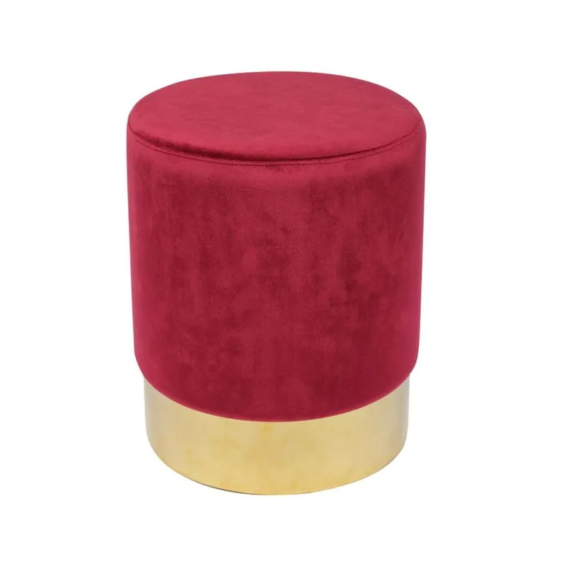 SOL Stool Gold Chrome/Fabric Red Velure