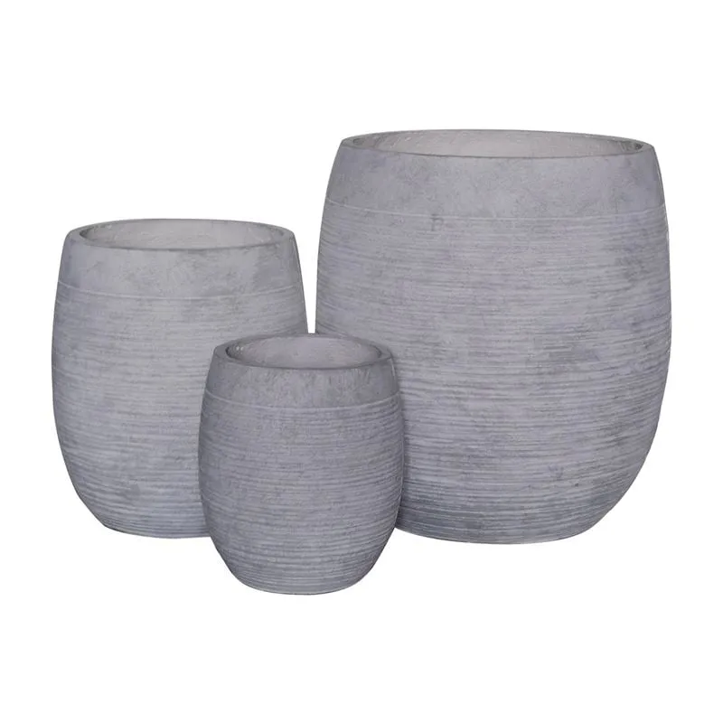FLOWER POT-8 Set 3 τεμαχίων, Απόχρωση Light Grey Wash