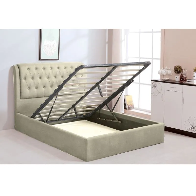 MAXWELL Gas Lift Bed (for Mattress 160x200cm) Ecru Fabric