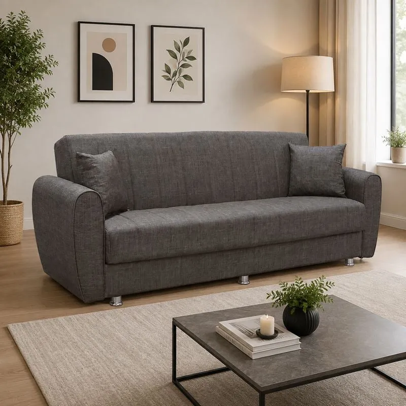 SYDNEY Sofa-Bed with Storage 3-Seater / Fabric Brown