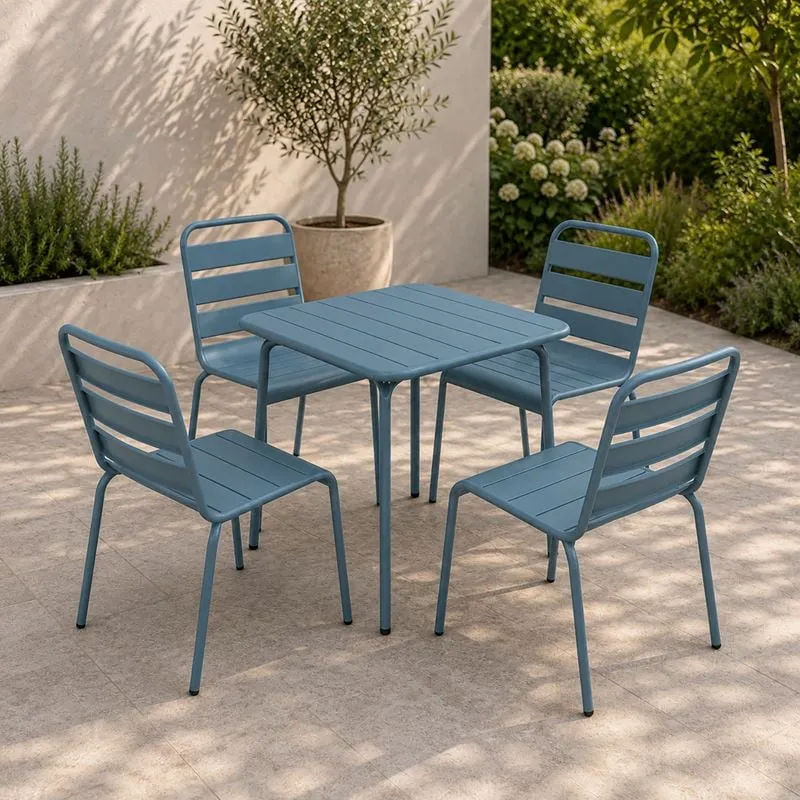 BRIO Slat Set Τραπεζαρία Κήπου -Βεράντας (4+1), Μέταλλο Βαφή Sandy Blue 5415C