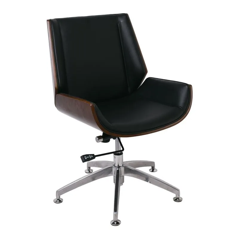 BF9860V Office Visitor Armchair Chromed Base, Walnut-Black Pu
