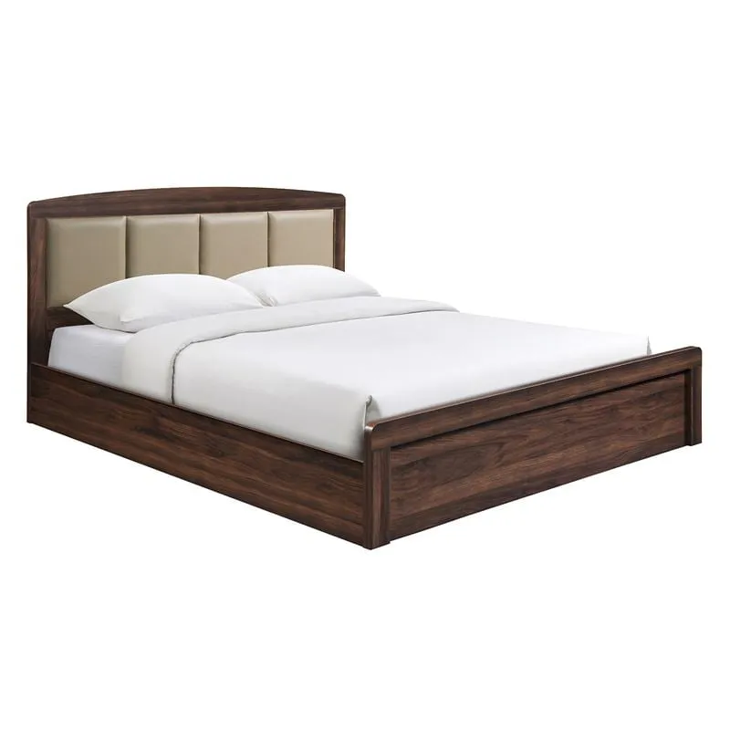 CALIBER Bed (for Mattress 160x200cm) Walnut/Headboard Pu Beige